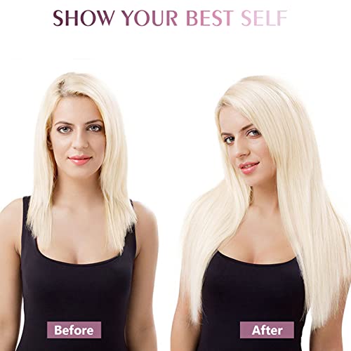Human Hair Extensions Clip for Women, Clip in Real Human Hair Extensions Straight with Double Weft, 5 pcs with 14 clips,85 Gram (#60 Ash Platinum Blonde, 12 Inch) - Image 5