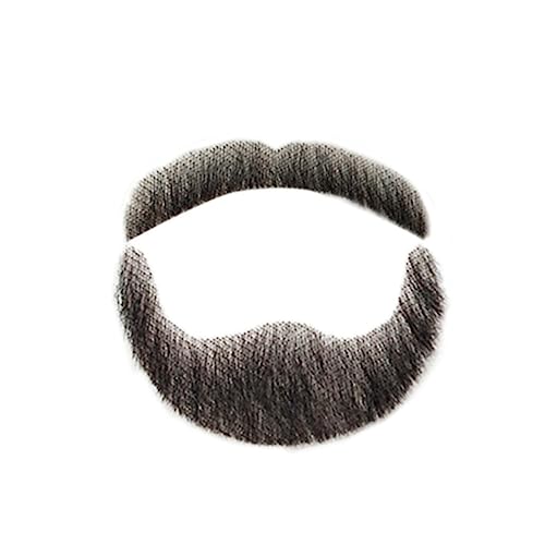 Human Hair Fake Beard for Men Full Hand Tied Fake Mustache Goatee Beard Makeup for Entertainment Drama Party Movie Prop 04#