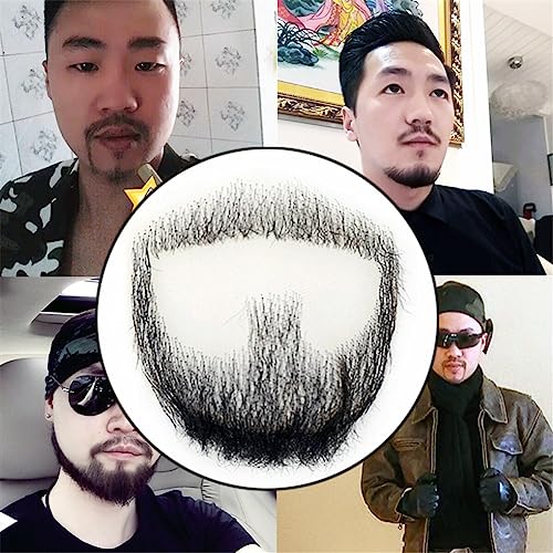 Human Hair Fake Beard for Men Full Hand Tied Fake Mustache Goatee Beard Makeup for Entertainment Drama Party Movie Prop 04# - Image 5