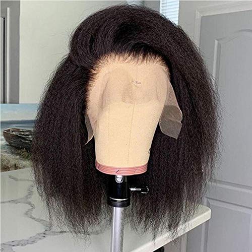Human Hair Full Lace Wigs for Women Virgin 10A Natural Baby Hair 150% Density Pre Plucked Kinky Straight Human Hair Wigs Bleached Knots Kinky Straight Natural Color 12" Medium Cap Wig - Image 2