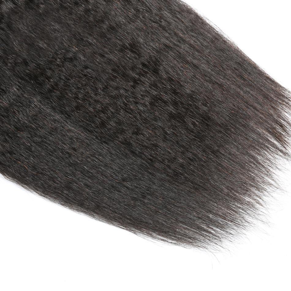 Human Hair Kinky Straight Bundles Natural Color 14 16 18 Inch Unprocessed Brazilian Virgin Hair 8A Grade Kinky Straight Human Hair Bundle Weave Extensions Hair Soft And Healthy for Women - Image 7