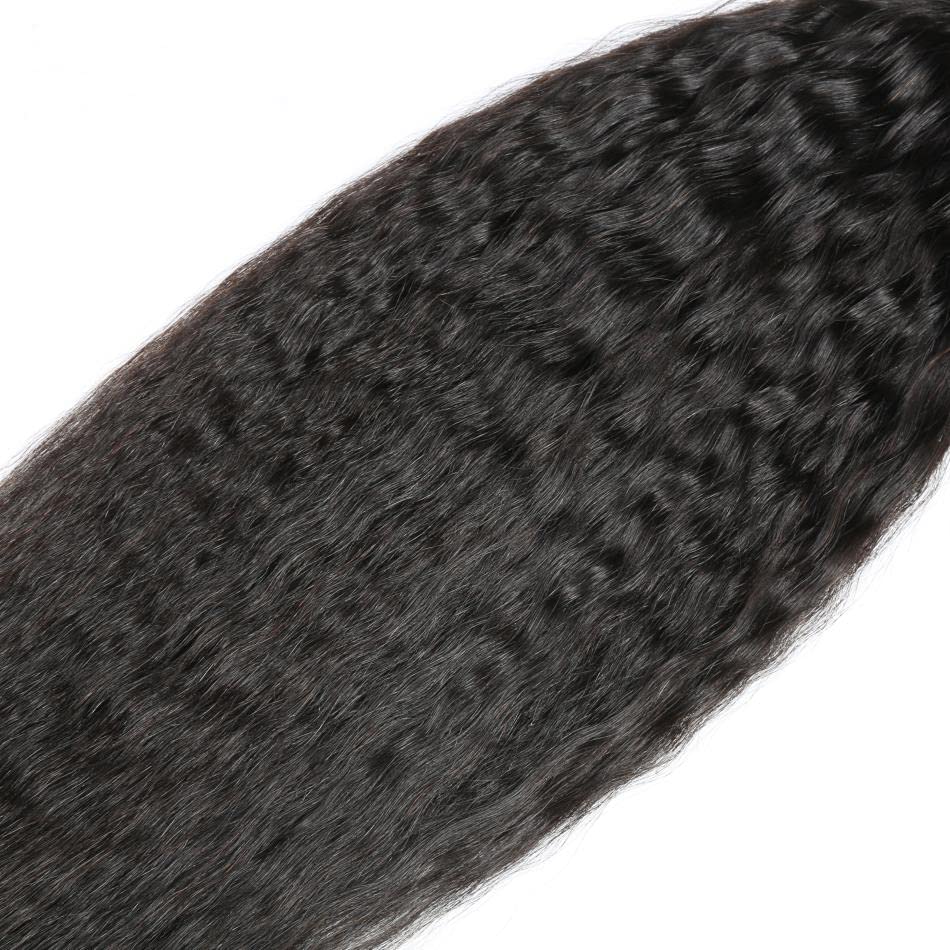 Human Hair Kinky Straight Bundles Natural Color 14 16 18 Inch Unprocessed Brazilian Virgin Hair 8A Grade Kinky Straight Human Hair Bundle Weave Extensions Hair Soft And Healthy for Women - Image 6