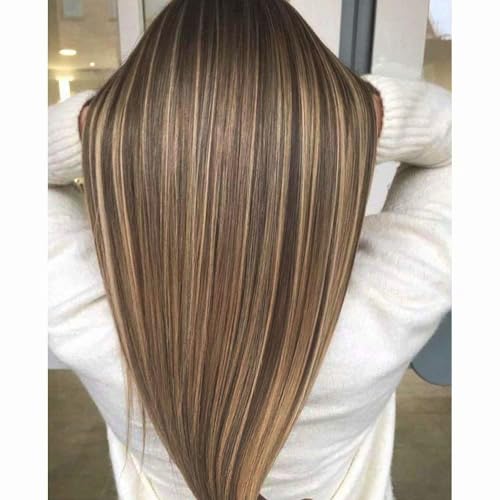 Human Hair Straight Long Wig Ombre Blonde Mix Highlights #2/27 Colored 13X6 HD Transparent Lace Front Wig With Baby Hair 100% Virgin Glueless Brazilian Hair 150% Density For Black Women 18 Inches - Image 3