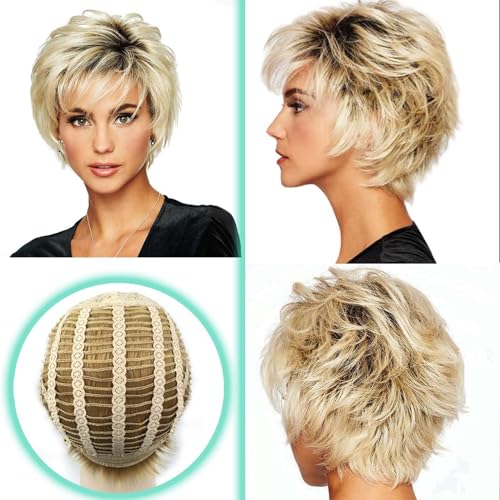 Human Hair Womens Short Wigs Blonde Wig For White Women Human Hair Dark Brown Casual Wig - Image 3