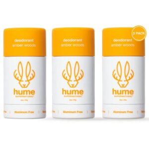 Hume Supernatural Aluminum Free Deodorant for Sensitive Skin, 3 Ounce, Probiotic & Plant-Based, 3-Pack