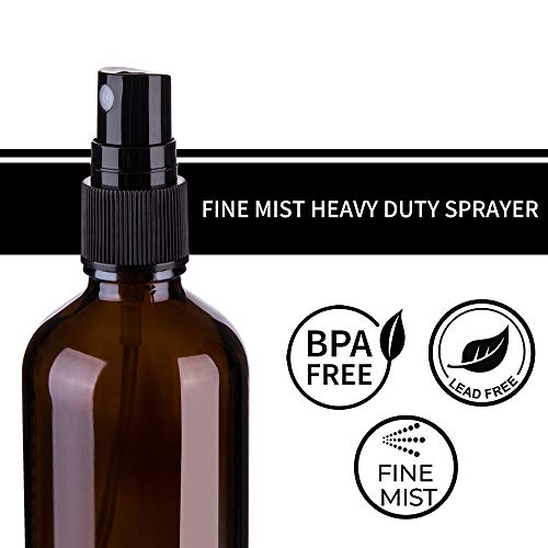 Hydior 4oz Amber Glass Spray Bottle for Essential Oil, Empty Fine Mist Spray Bottle, 6 Pack - Image 4