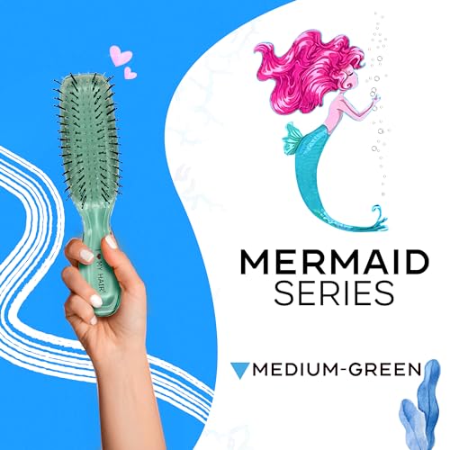 I Love My Hair Detangler Brush - For All Hair Types - Wet or Dry Hair - Mermaid Series - Medium Size - Green - Image 6