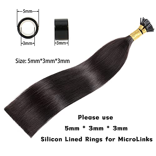 22 Inch Silky Straight I Tip Human Hair Extensions Keratin Bond 100 Strands Natural Black #1B - Image 6