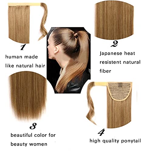ILUU 24 Inch Orange Red Straight 100g Synthetic Clip-in Ponytail Hair Extension - Image 3
