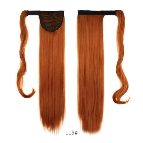ILUU 24 Inch Orange Red Straight 100g Synthetic Clip-in Ponytail Hair Extension - Image 7