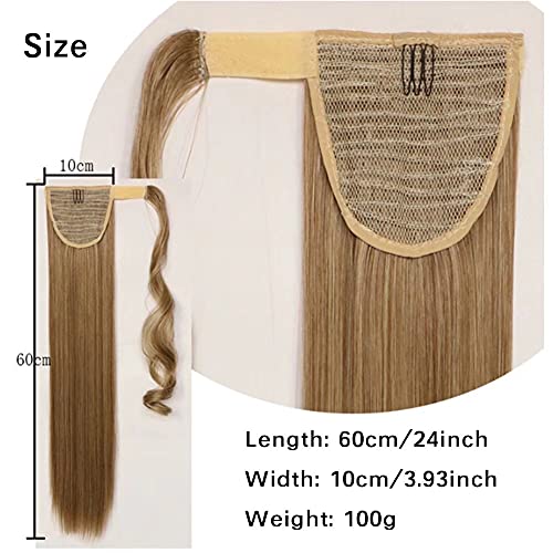 ILUU 24 Inch Orange Red Straight 100g Synthetic Clip-in Ponytail Hair Extension - Image 2