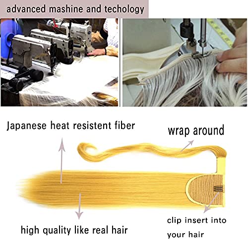 ILUU 24 Inch Orange Red Straight 100g Synthetic Clip-in Ponytail Hair Extension - Image 5