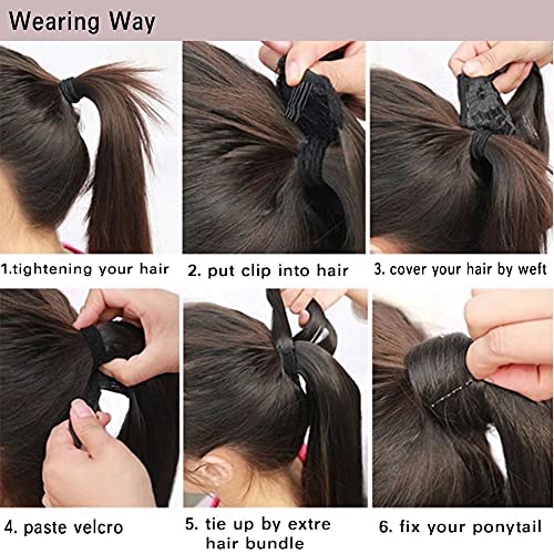 ILUU 24 Inch Orange Red Straight 100g Synthetic Clip-in Ponytail Hair Extension - Image 6