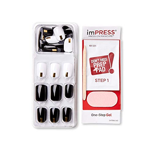 Midnight Drive Black White Short Squoval Press On Nails 30 Piece Set - Image 2