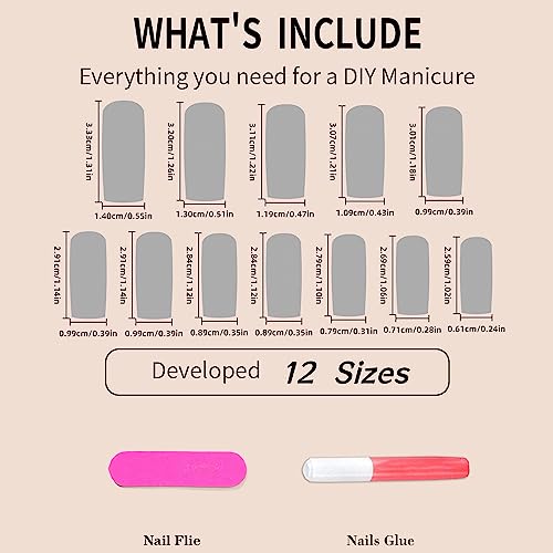 IMSOHOT Long Almond Press on Nails Colorful Flower Fake Nails with Designs Stiletto Glossy Acrylic False Nails Full Cover Glue on Nails for Women 24pcs - Image 5