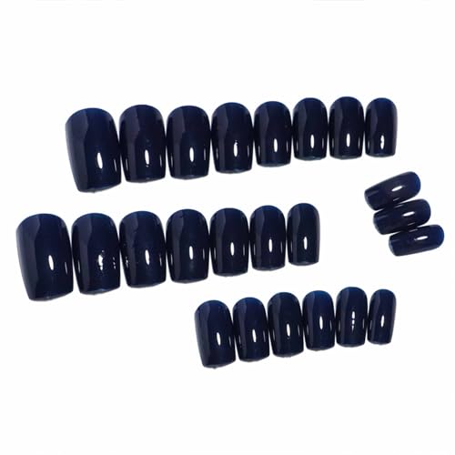 IMSOHOT Royal Blue Press on Nails Short Square Square Fake Nails Acrylic Solid Color Dark Blue False Nails Kits for Women Stick Glue on Nails 24 Pcs - Image 3