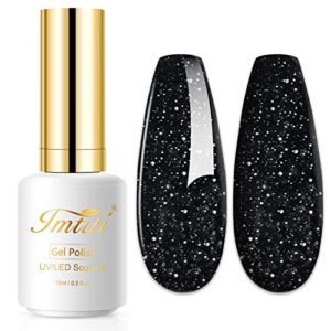 Imtiti 0.5 Fl Oz Black Glitter Gel Nail Polish for DIY Nail Art and Manicure
