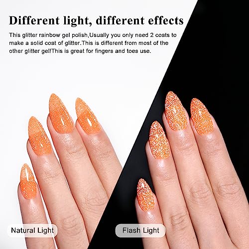 Imtiti 0.5 fl oz Orange Yellow Reflective Glitter Diamond Shimmer Gel Nail Polish - Image 2