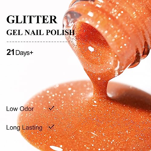 Imtiti 0.5 fl oz Orange Yellow Reflective Glitter Diamond Shimmer Gel Nail Polish - Image 6