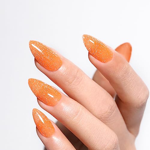 Imtiti 0.5 fl oz Orange Yellow Reflective Glitter Diamond Shimmer Gel Nail Polish - Image 4