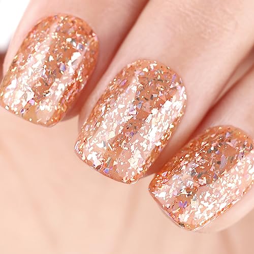 Imtiti Gel Nail Polish, 1Pcs 0.5 fl oz Clear Nude Glitter Nail Polish Soak Off UV LED Nail Gel Polish Nail Art Starter Manicure Salon DIY at Home