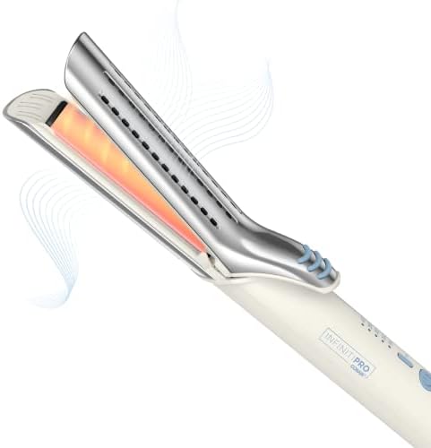 INFINITIPRO BY CONAIR 2-in-1 Cool Air Curling Iron and Flat Iron Luxe, Protects Against Damage and Locks in Style for Effortless Long Lasting Curls, Waves & Straight Looks with One Tool