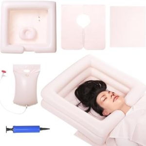 Inflatable Bedside Shampoo Basin Kit with Water Bag, Wash Hair in Bed at Home, Outdoors or the Hospital. For Handicapped, Child, Seniors, Pregnancy, Bedridden Patient. Water Bag Capacity 2.1gal(8L)