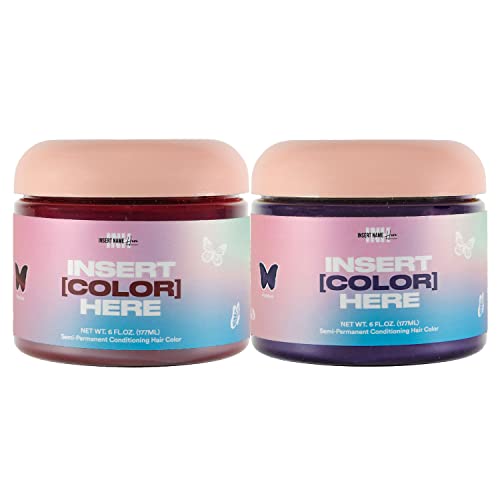 INH Semi Permanent Hair Color - Amethyst & Ruby Red | Color Depositing Conditioner, Temporary Hair Dye, Safe | 6 oz each