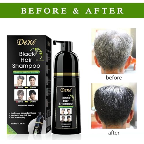 Instant Black Hair Shampoo 400ml - Semi-Permanent DeXe black Hair Dye shampoo for Natural Hair, Lasts 30 Days, Fast Acting Formula for Men & Women - Image 2