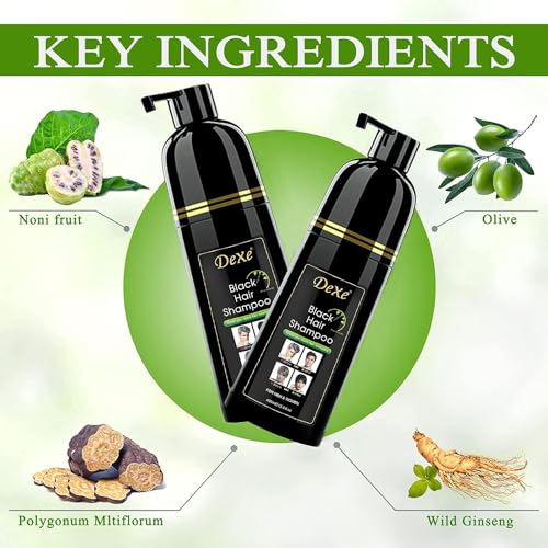 Instant Black Hair Shampoo 400ml - Semi-Permanent DeXe black Hair Dye shampoo for Natural Hair, Lasts 30 Days, Fast Acting Formula for Men & Women - Image 4