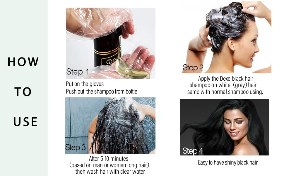 Instant Black Hair Shampoo 400ml - Semi-Permanent DeXe black Hair Dye shampoo for Natural Hair, Lasts 30 Days, Fast Acting Formula for Men & Women - Image 9