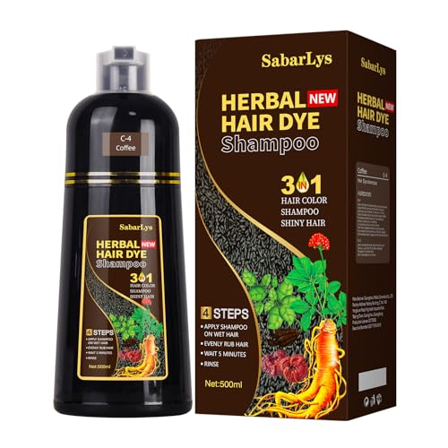 Instant Hair Dye Shampoo 3 in 1-Herbal Ingredients Hair Color Shampoo-100% Grey Coverage Black Hair Dye for Women & Men Hair Dye Coloring in Minutes (Dark Brown) (Brown(Coffee))