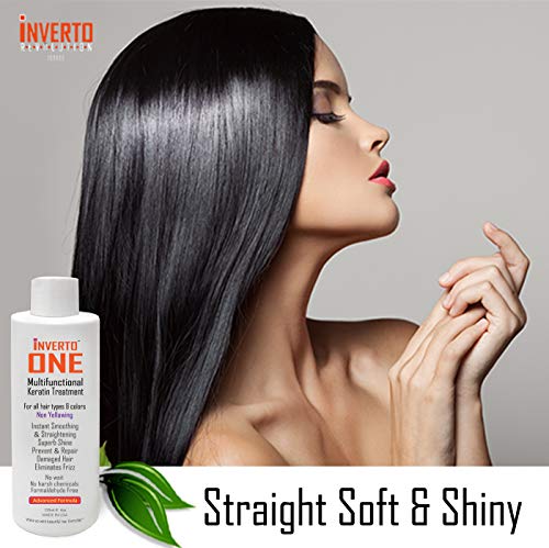 INVERTO ONE 180ml Formaldehyde-free Brazilian Complex Keratin Blowout Treatment Kit & Clarifying Shampoo Vegan Keratin Hair Treatment Keratina Brasilera Keratin Treatment Salon Grade Instant Results - Image 2