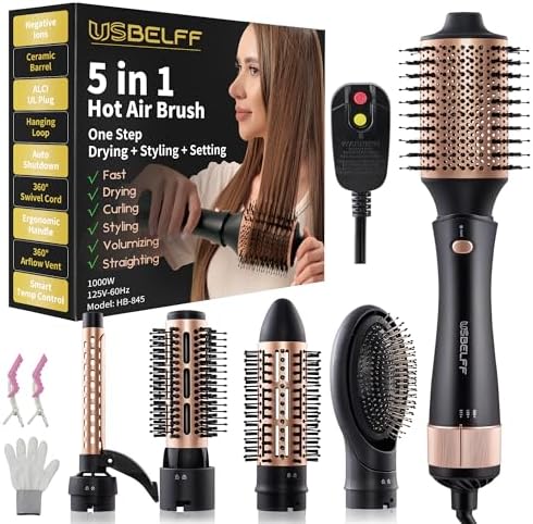 Ionic Hot-Air Blow Dryer Brush Set for Quick Styling and Drying 13-Word Title
