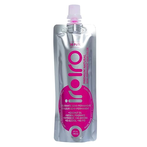 IROIRO Premium Natural Semi-Permanent Hair Color 70 Pink 4oz Vibrant Hair Dye