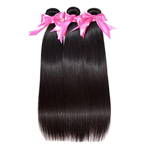 ISEE Hair 8A Brazilian Virgin Straight Human Hair Bundles 3 Bundles 100% Unprocessed Human Hair Weave Extensions Natural Color Can Be Dyed and Bleached 20 22 24inches