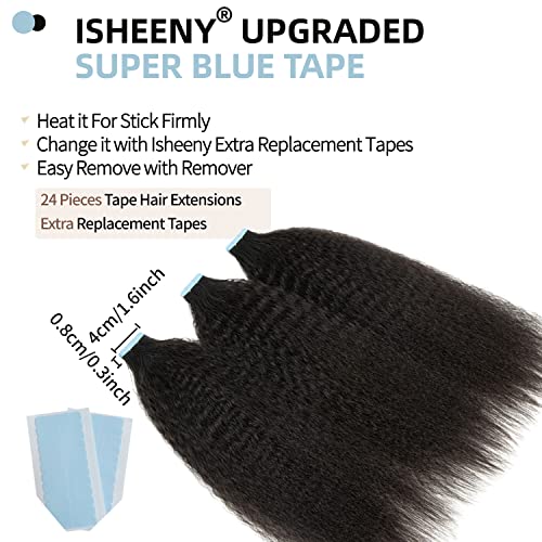 Isheeny 24 Inch Black Kinky Curly Tape-In Hair Extensions for Natural Volume and Length - Image 3