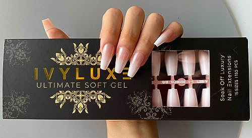 IVYLUXE OMBRE Pink and White FRENCH Coffin M NextGen Soft Gel X Luxury Soak Off Nail Tips