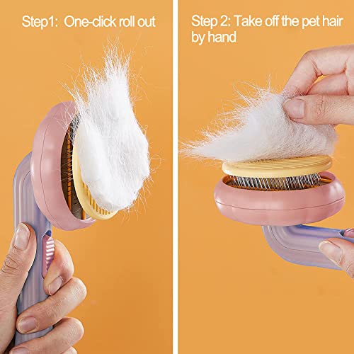 iZiv Cat Brush with Release Button, Pet Grooming Brushes for indoor Cats Shedding, pet comb for Long or Short Haired Cats, pumpkin cat hairbrush for Kitten Cats Dogs Rabbits Massage Removes Loose Fur - Image 3