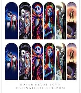 XL 50MM Halloween Nail Wraps featuring Jack Skellington and Sally from The Nightmare Before Christmas