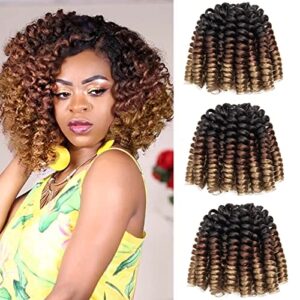 Jamaican Bounce Crochet Hair For Black Women 2X Ringlet Wand Curl Crochet Hair Braids Short Curly Bounce Crochet Braids Synthetic Braiding Hair Extension (1B/30/27, 12inch)