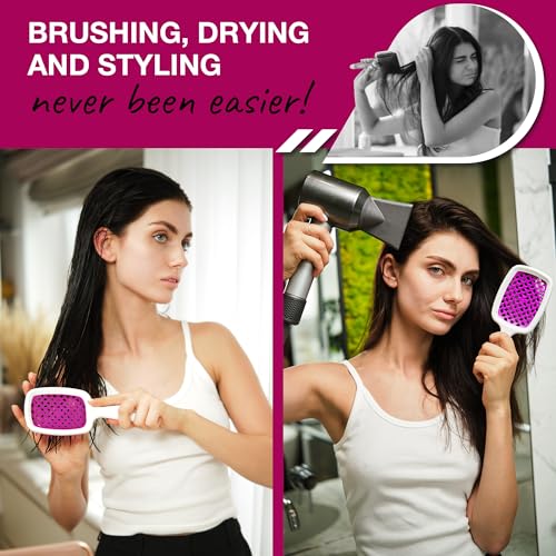 Janeke Original Patented Superbrush Detangler Brush Anti-static Hairbrush Easy For Wet or Dry Use Flexible with Nylon Bristle Great for All Hair Types - Long Thick Curly (White-Fux) - Image 5