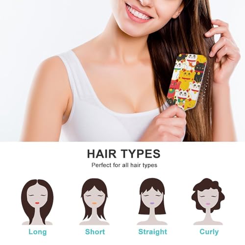 Japanese Cute Lucky Cat Air Cushion Hair Brush, Gentle Nylon Bristles for All Hair Types - Image 3