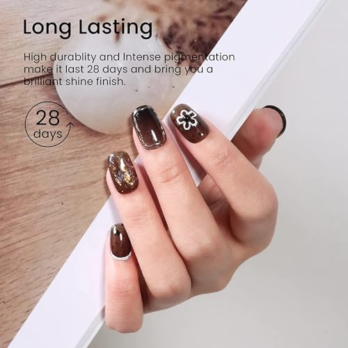Autumn Shimmering Brown Color Changing Jelly Gel Nail Polish Kit 1 Piece for DIY Manicures - Image 3