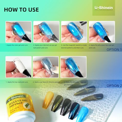 Jelly Gel Nail Polish, Top Coat Gel Nail Polish for Jelly Glass Finish, Sheer Golden Crystal Translucent Gel Nail Polish Jelly Glass Top Coat Gel Soak Off UV/LED for Nail Art Manicure Salon - Image 7