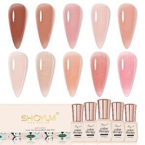 Jelly Nude Gel Nail Polish Set 10Pcs 7ml Semi-Transparent Neutral Colors for Home DIY Application