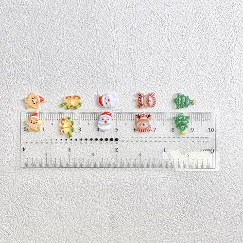 JERCLITY 100 Pieces Christmas Nail Charms for Acrylic Nails Resin Christmas Nail Art Charms Santa Claus Snowman Xmas Tree Reindeer Bell Gloves Star Nail Accessories for Women Girls Christmas Nail Art - Image 8