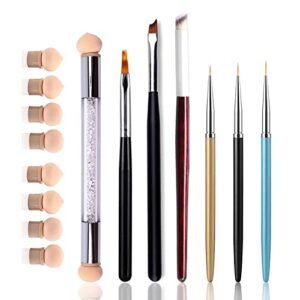 JERCLITY 7pcs Ombre Nail Brushes Set Nail Art Liner Brushes UV Gel Painting Acrylic Nail Brush Double Ended Sponge Nail Brush Nail Gradient Brush French Tip Nail Brushes for Nail Art Kit