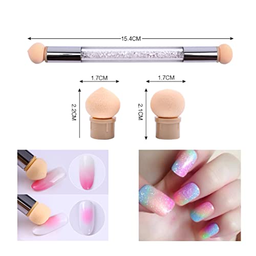JERCLITY 7pcs Ombre Nail Brushes Set Nail Art Liner Brushes UV Gel Painting Acrylic Nail Brush Double Ended Sponge Nail Brush Nail Gradient Brush French Tip Nail Brushes for Nail Art Kit - Image 3