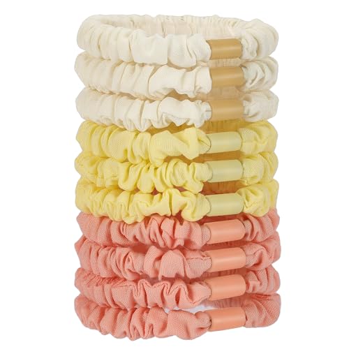 JessLab Scrunchy Hair Ties, 10 Pcs Silk Satin Hair Ties Ponytail Holders Gentle Elastic No Damage Scrunchies Hair Bands Stretchy Hair Accessories for Girls Women Ladies, Color Assorted